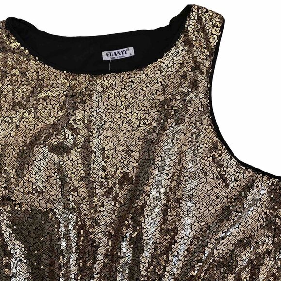 Guanyy Sequin Gold Tank XL Disco Rave - Picture 1 of 8